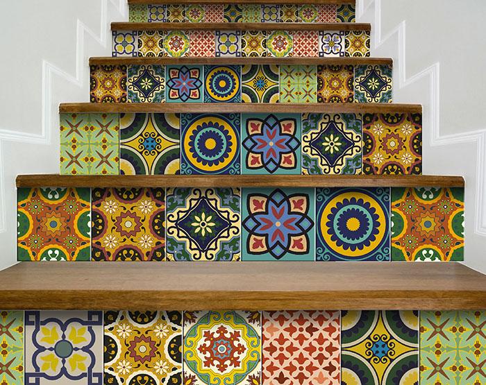 4" X 4" Euro Mosaic Peel and Stick Removable Tiles