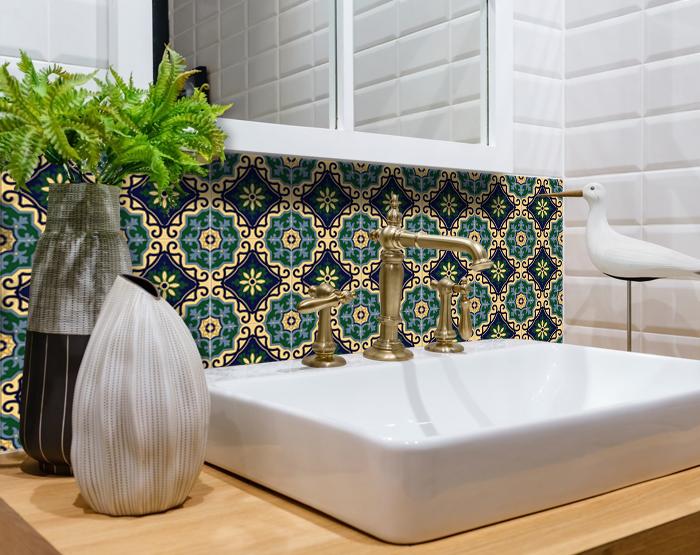 4" X 4" Agean Blue and Green Peel and Stick Tiles