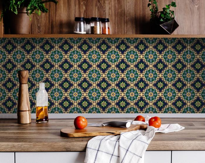 5" X 5" Agean Blue and Green Peel and Stick Tiles