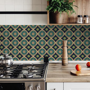 7" X 7" Agean Blue and Green Peel and Stick Tiles