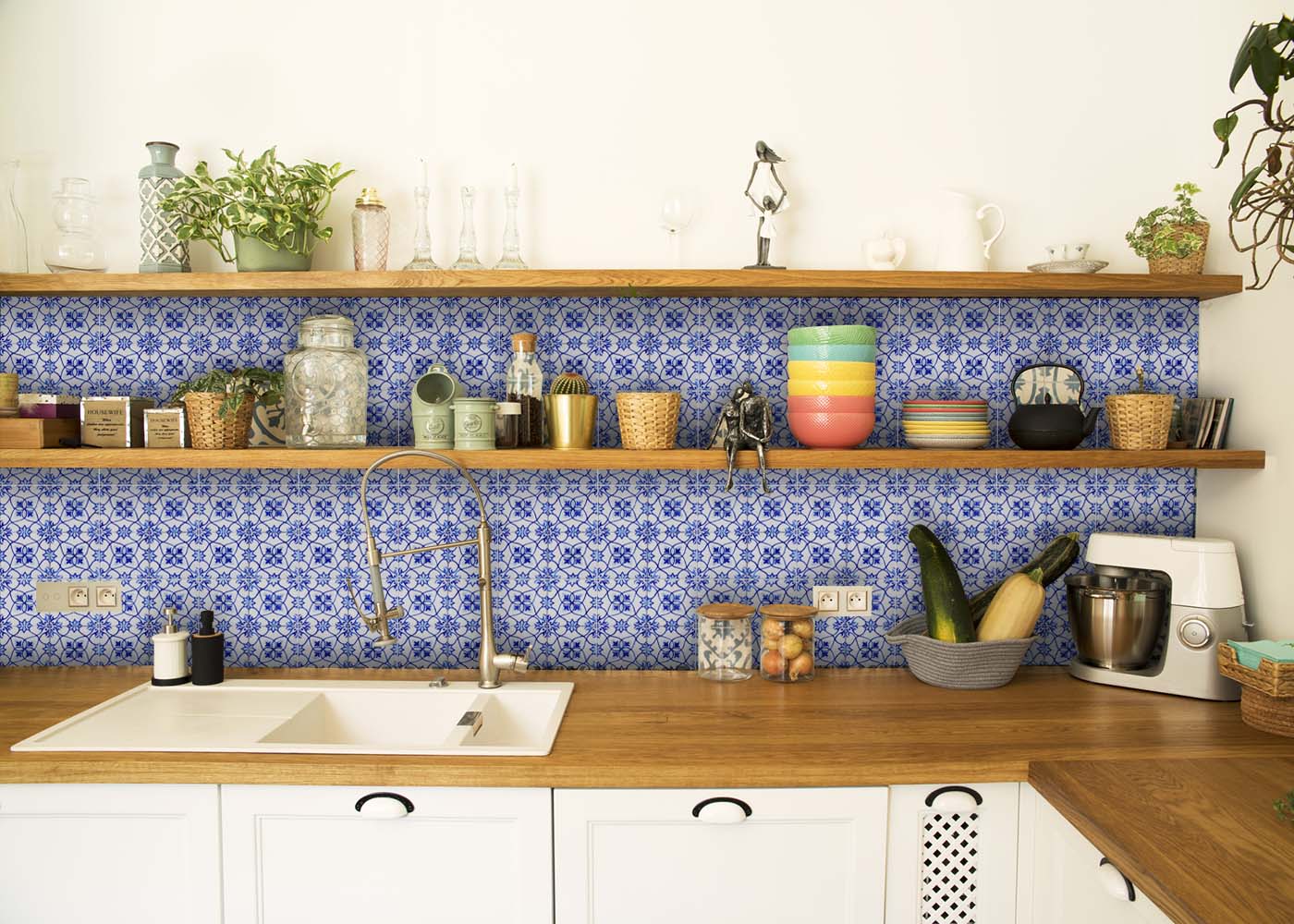 7" X 7" Blue Micro Peel And Stick Removable Tiles