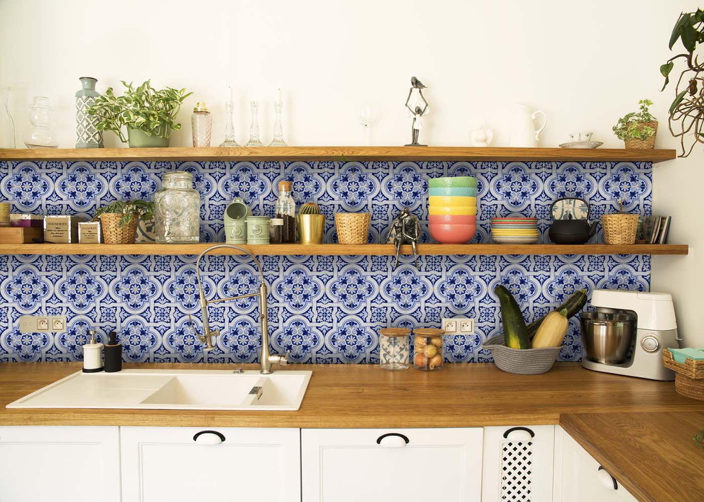 6" X 6" Blue Mia Peel And Stick Removable Tiles