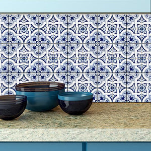 8" X 8" Blue Mia Gia Peel And Stick Removable Tiles