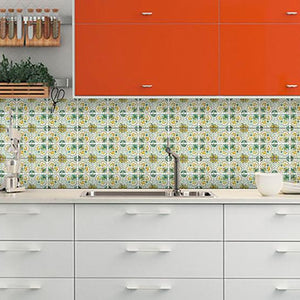 6" X 6" Green Yellow Melo Peel and Stick Tiles