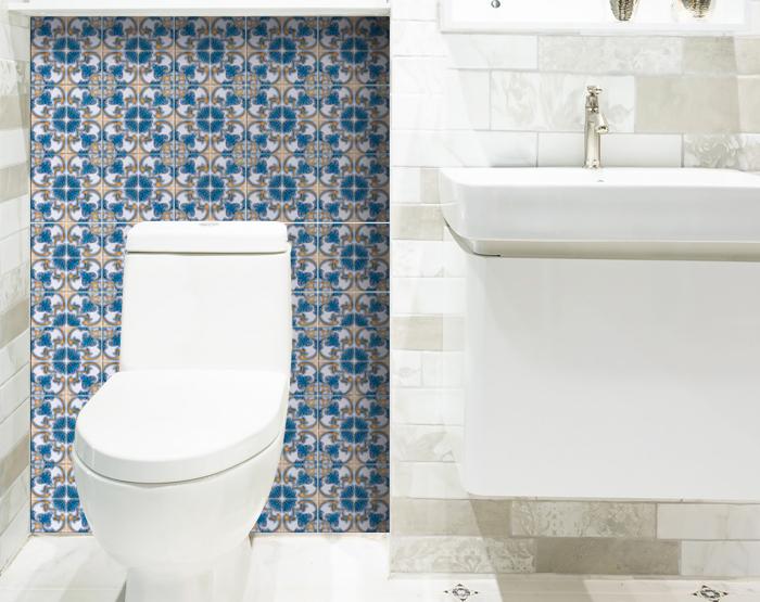 Teal Taupe Sia Removable Peel and Stick Tiles 7" X 7"