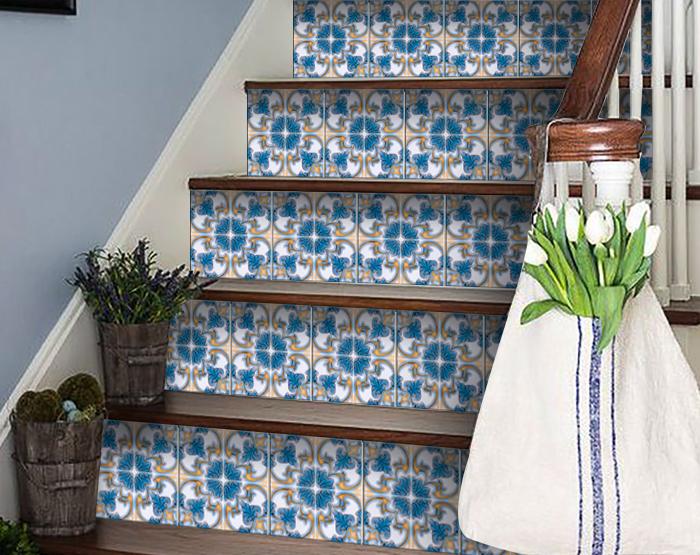 Teal Taupe Sia Removable Peel and Stick Tiles 8" X 8"