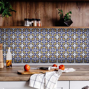 Blue Mikos Removable Peel and Stick Tiles - 8" x 8"