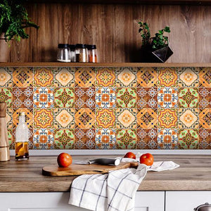 8" X 8" Golden Multi Mosaic Peel and Stick Tiles