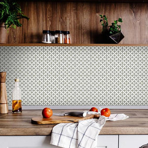 7" X 7" Sage Gray Fleur Removable Peel and Stick Tiles