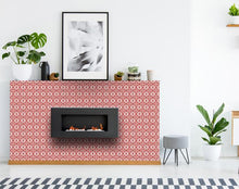 Brick Red And White Scroll Peel and Stick Removable Tiles - 5