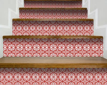 Brick Red And White Scroll Peel and Stick Removable Tiles - 5
