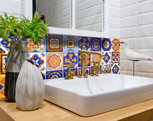 Blue and Gold Celestial Mosaic Peel and Stick Removable Tiles - 4