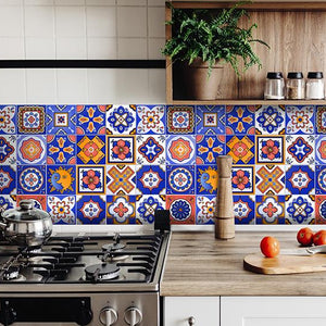 5" x 5" Shades of Blue Celestial Mosaic Peeland Stick Removable Tiles