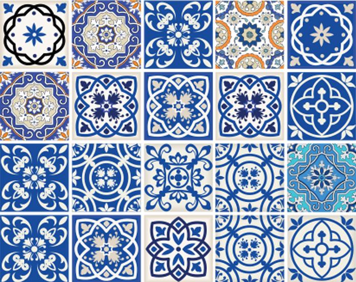 6" x 6" Blue and Aqua Pop Mosaic Peel and Stick Removable Tiles