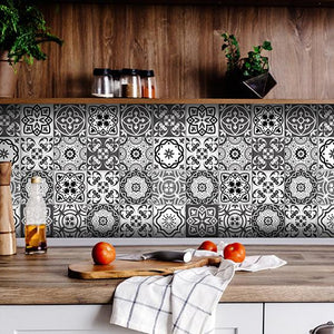 7" x 7" Shades of Grey Mosaic Peel and Stick Removable Tiles