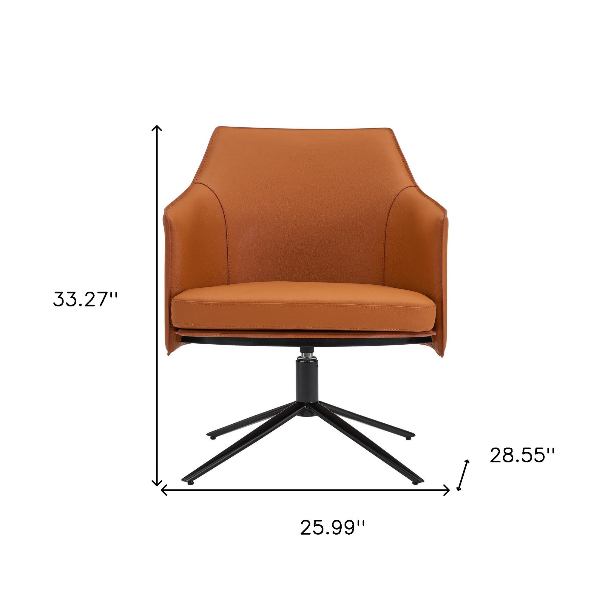 Terra Cotta Faux Leather Swivel Accent Chair