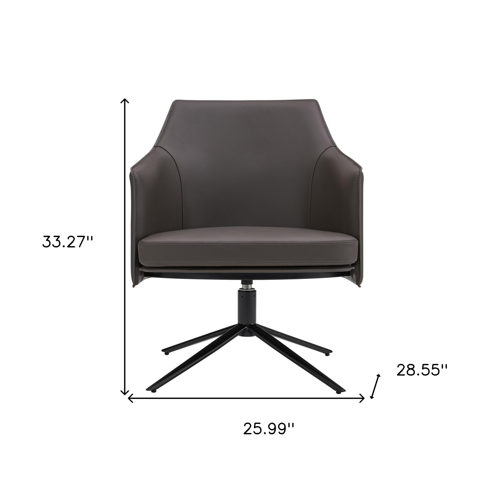 Dark Gray Faux Leather Swivel Accent Chair