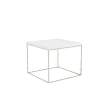 Modern White Gloss and Chrome Cube Side Table