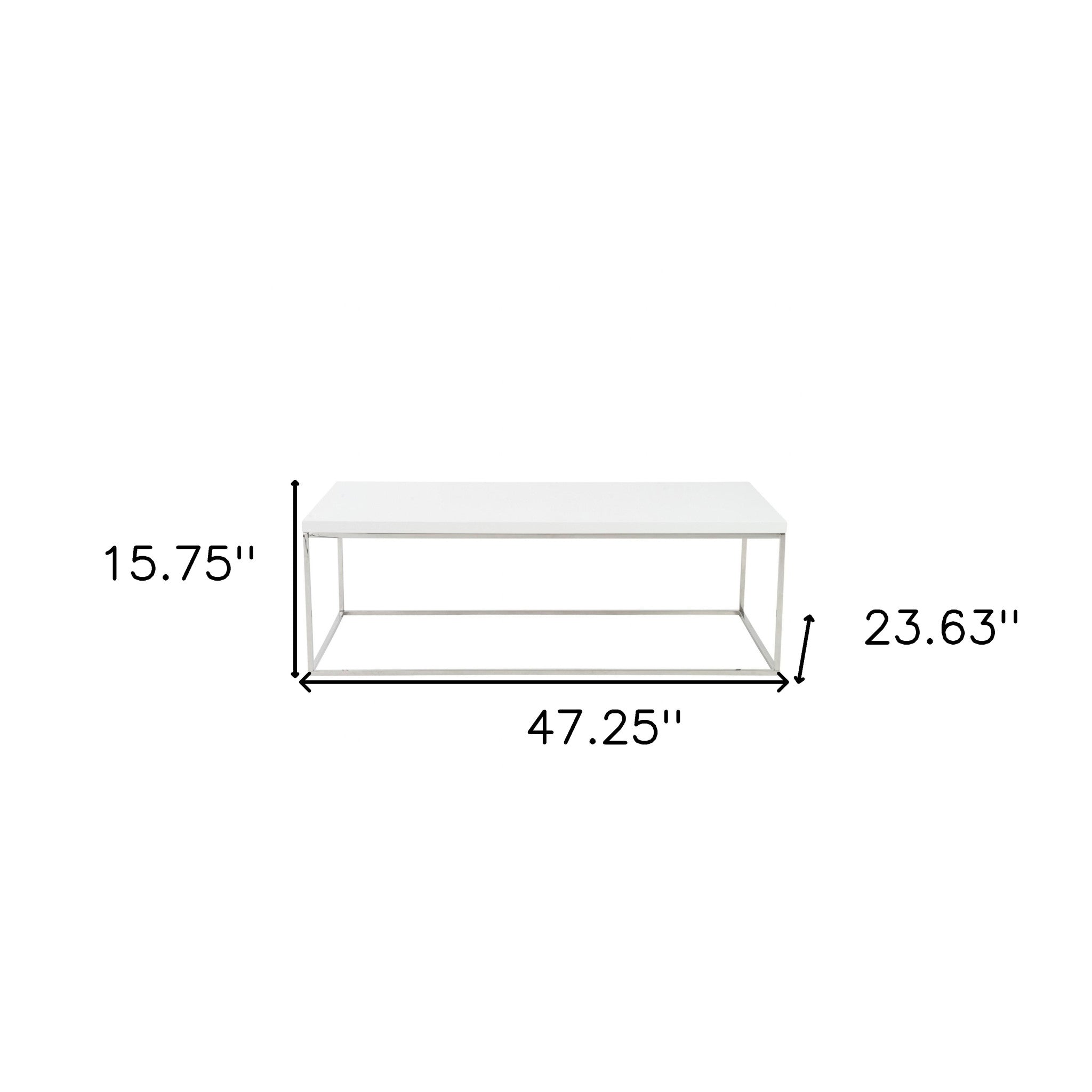 White and Chrome High Gloss Coffee Table