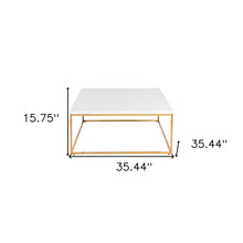 35 英寸金色和白色木質金屬方形咖啡桌