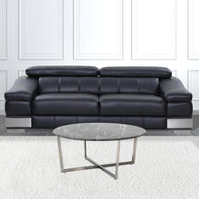 Black on Stainless Faux Marble Round Coffee Table