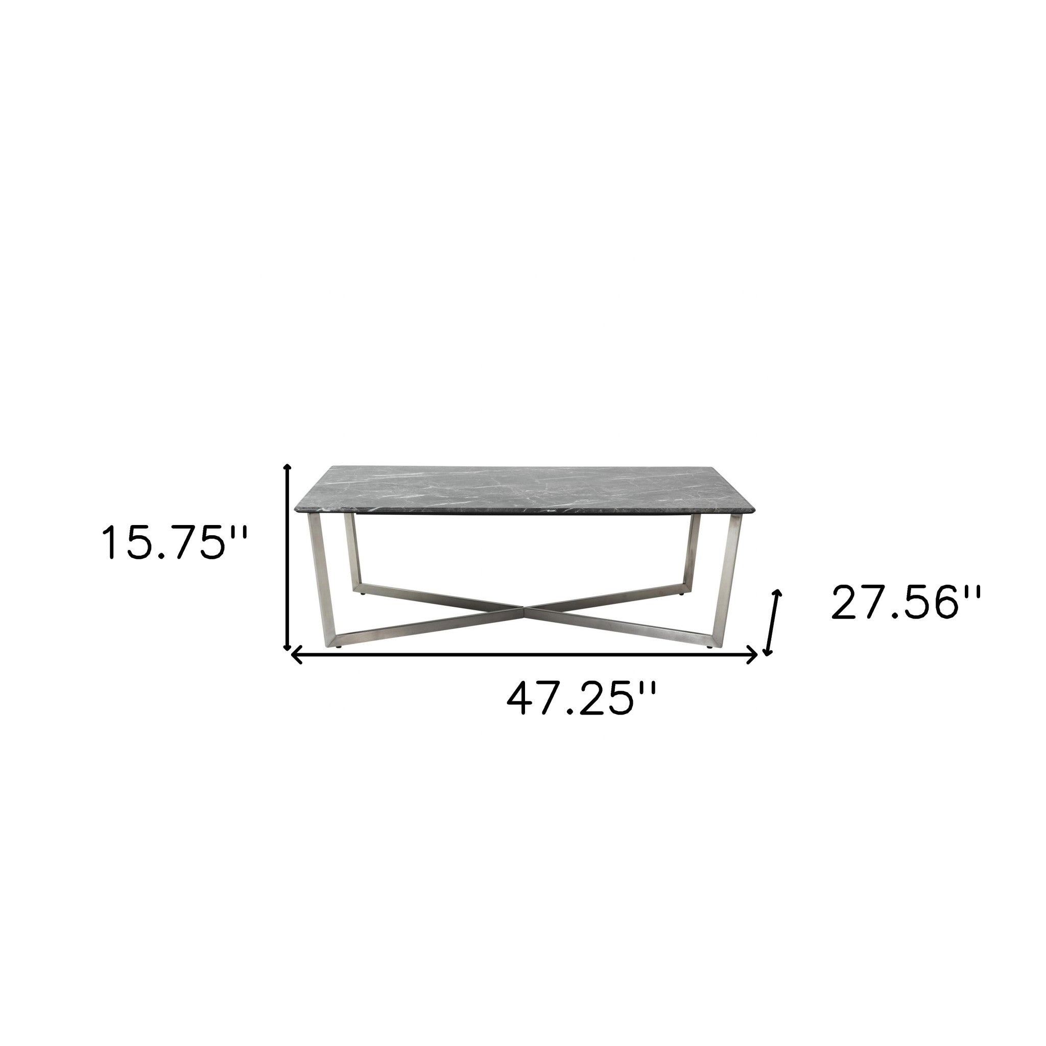 Negro sobre mesa de centro de imitación de mármol inoxidable
