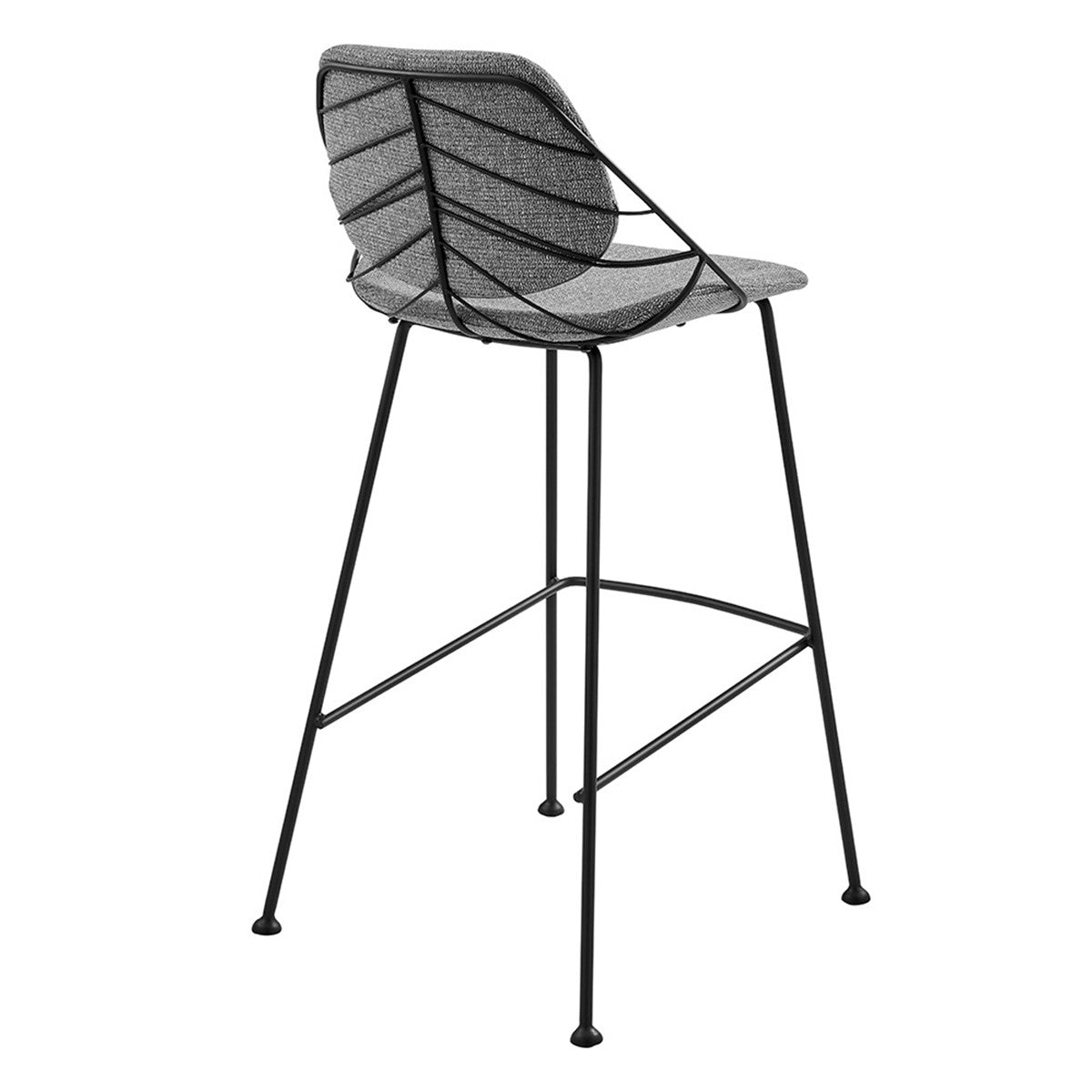 Set Of Two 40" Light Gray And Black Steel Low Back Bar Height Chairs With Footrest