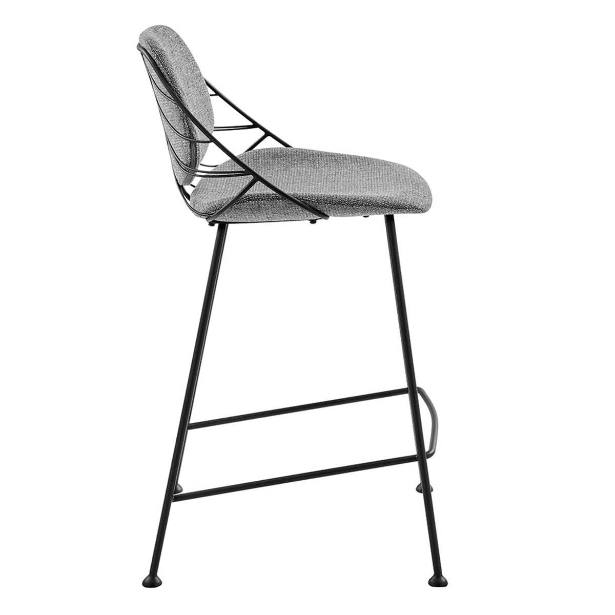 Set Of Two 36" Light Gray And Black Steel Low Back Counter Height Bar Chairs With Footrest