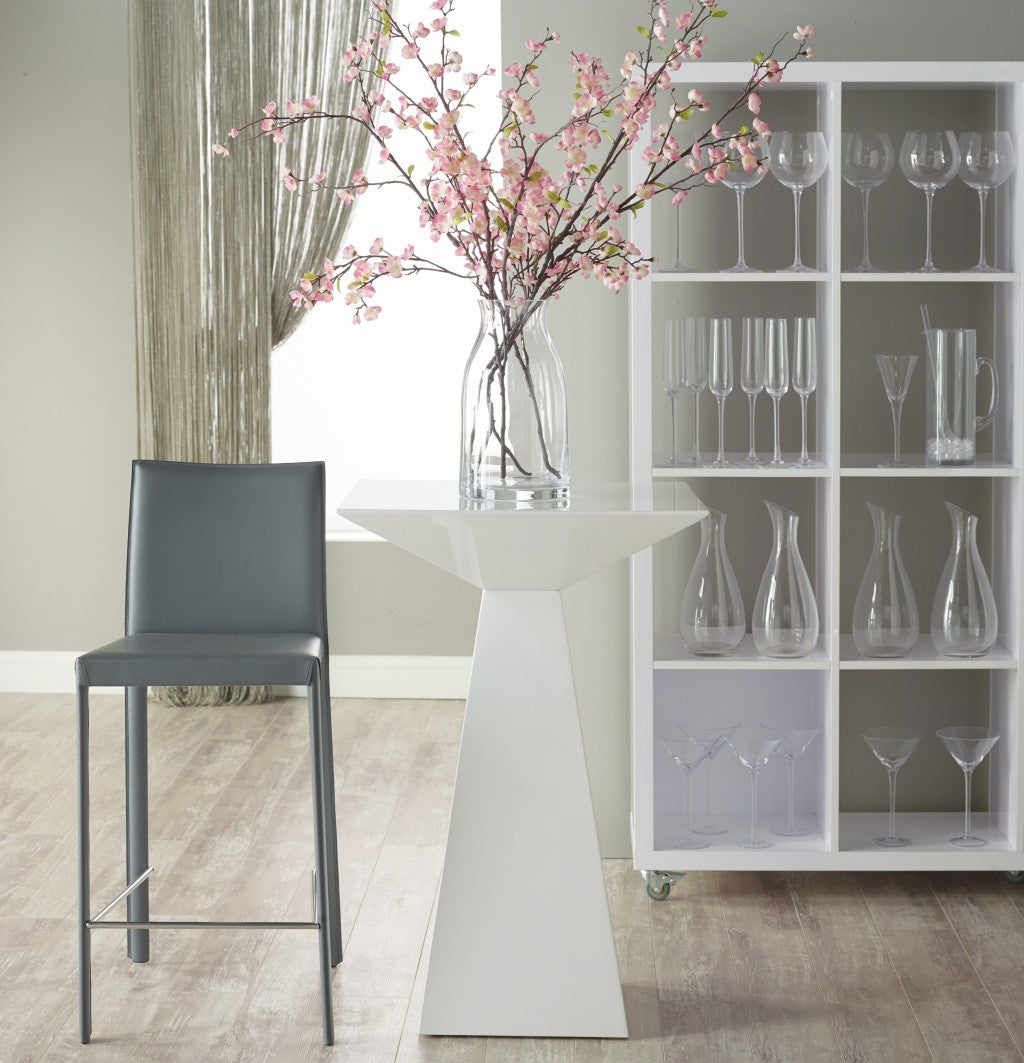 Set Of Two 41" Gray Steel Low Back Bar Height Chairs With Footrest