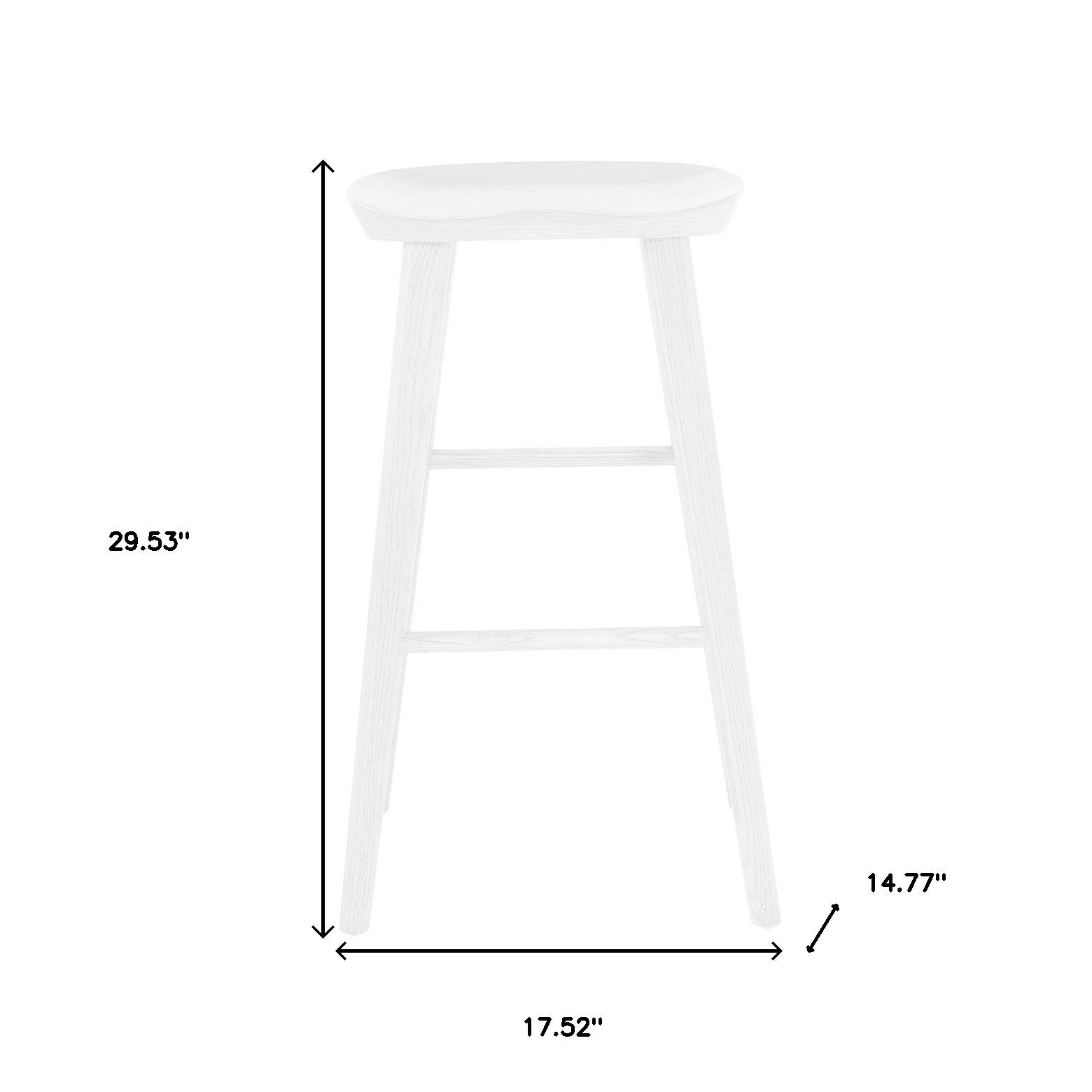 30" White Solid Wood Bar Stool