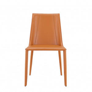 Sleek All Terra Cotta Faux Leather Dining or Side Chair