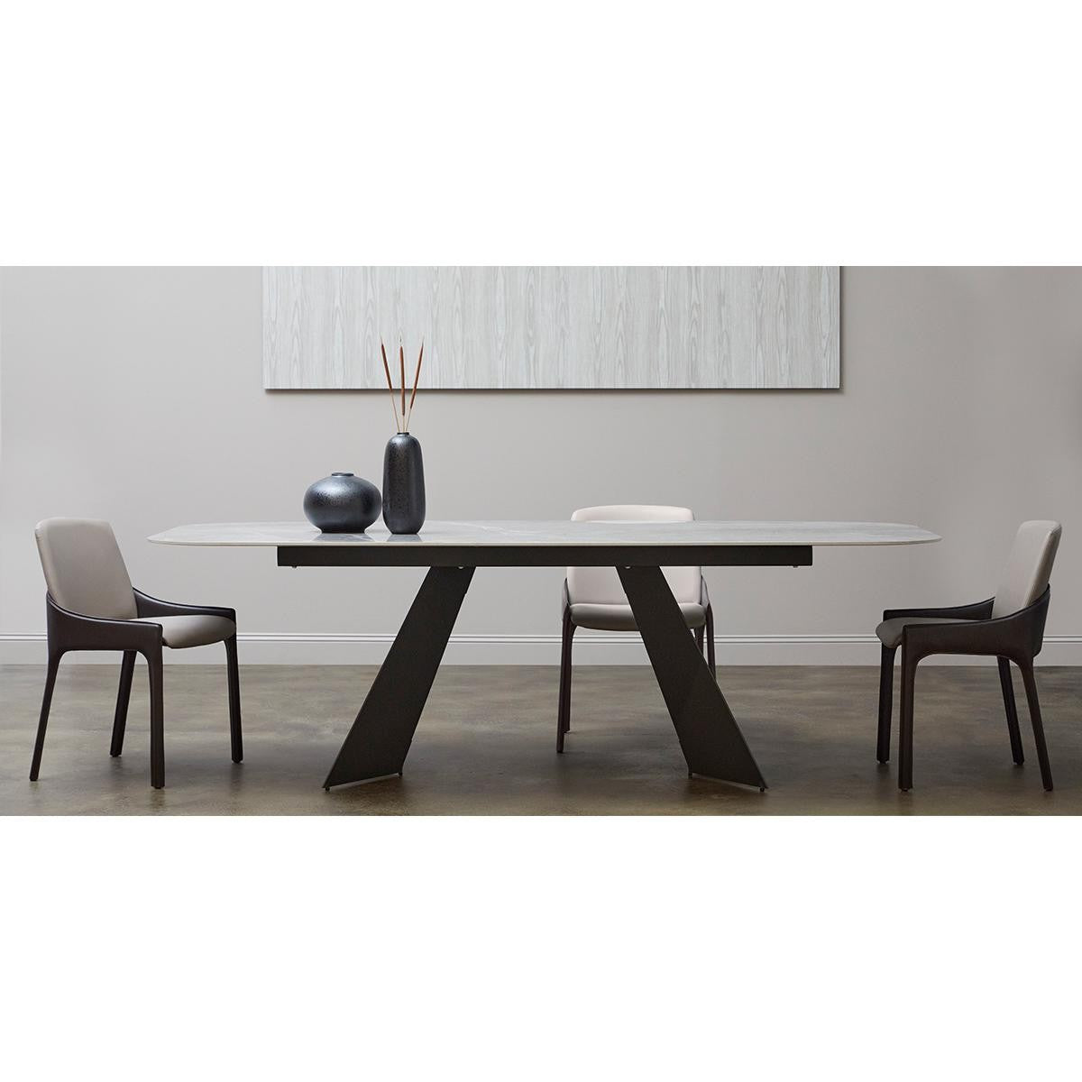 Set of Two Light and Dark Gray Faux Faux Leather Side Chairs