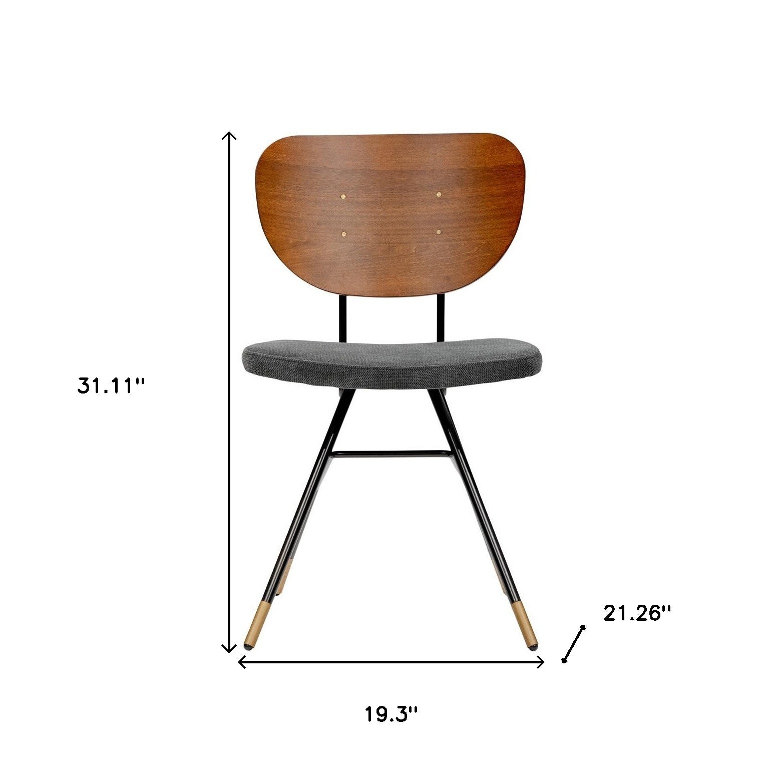 Set of Two Wood and Steel Side Chairs