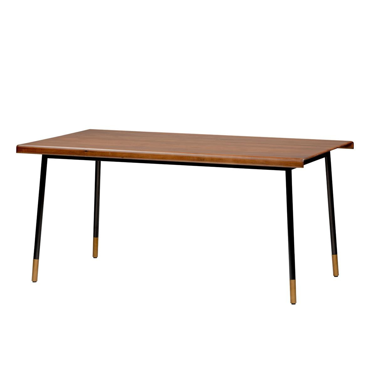 Brown Wood Dining Table with Black Steel Legs 63"