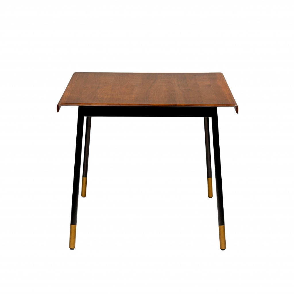 Brown Wood Dining Table with Black Steel Legs 63"