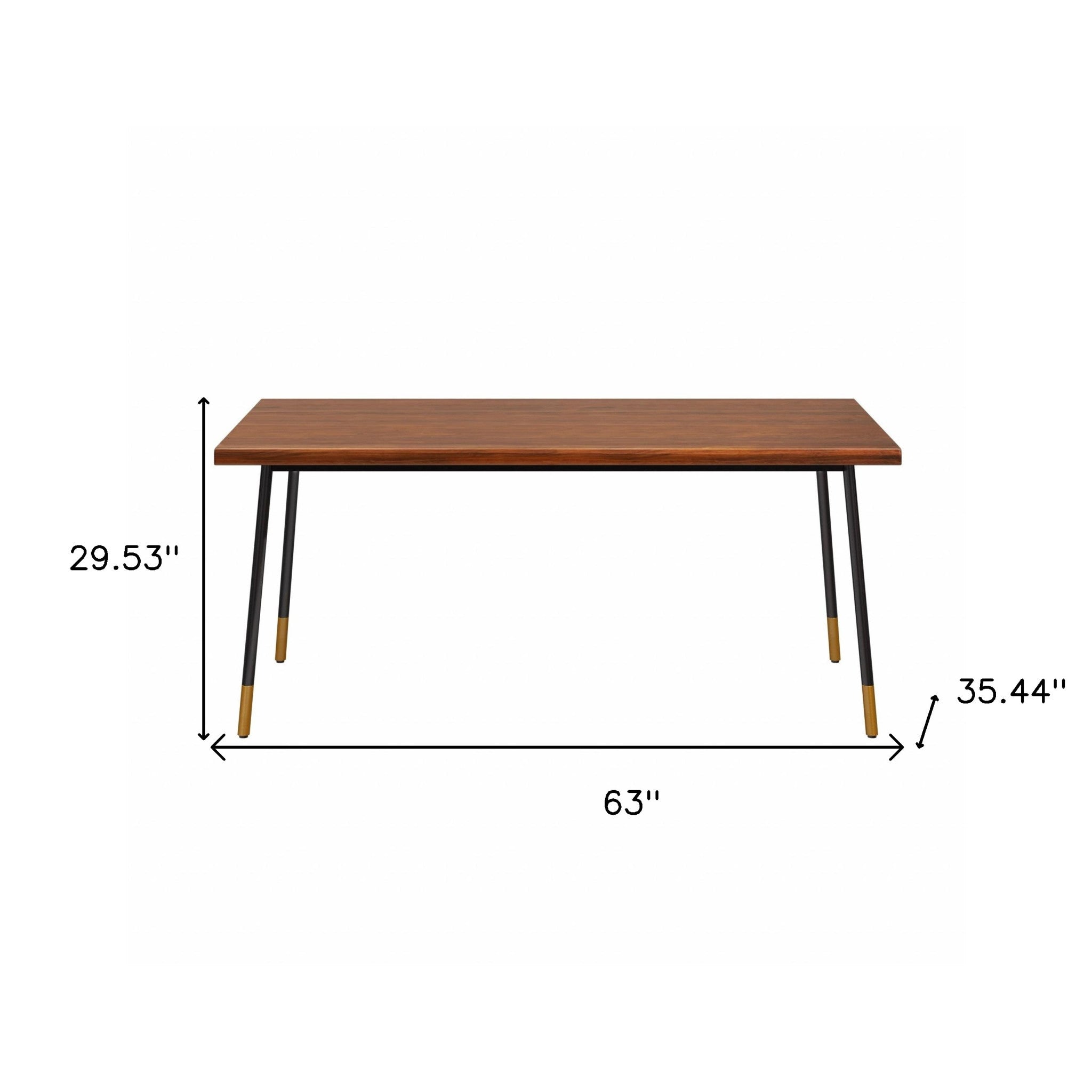 Brown Wood Dining Table with Black Steel Legs 63"