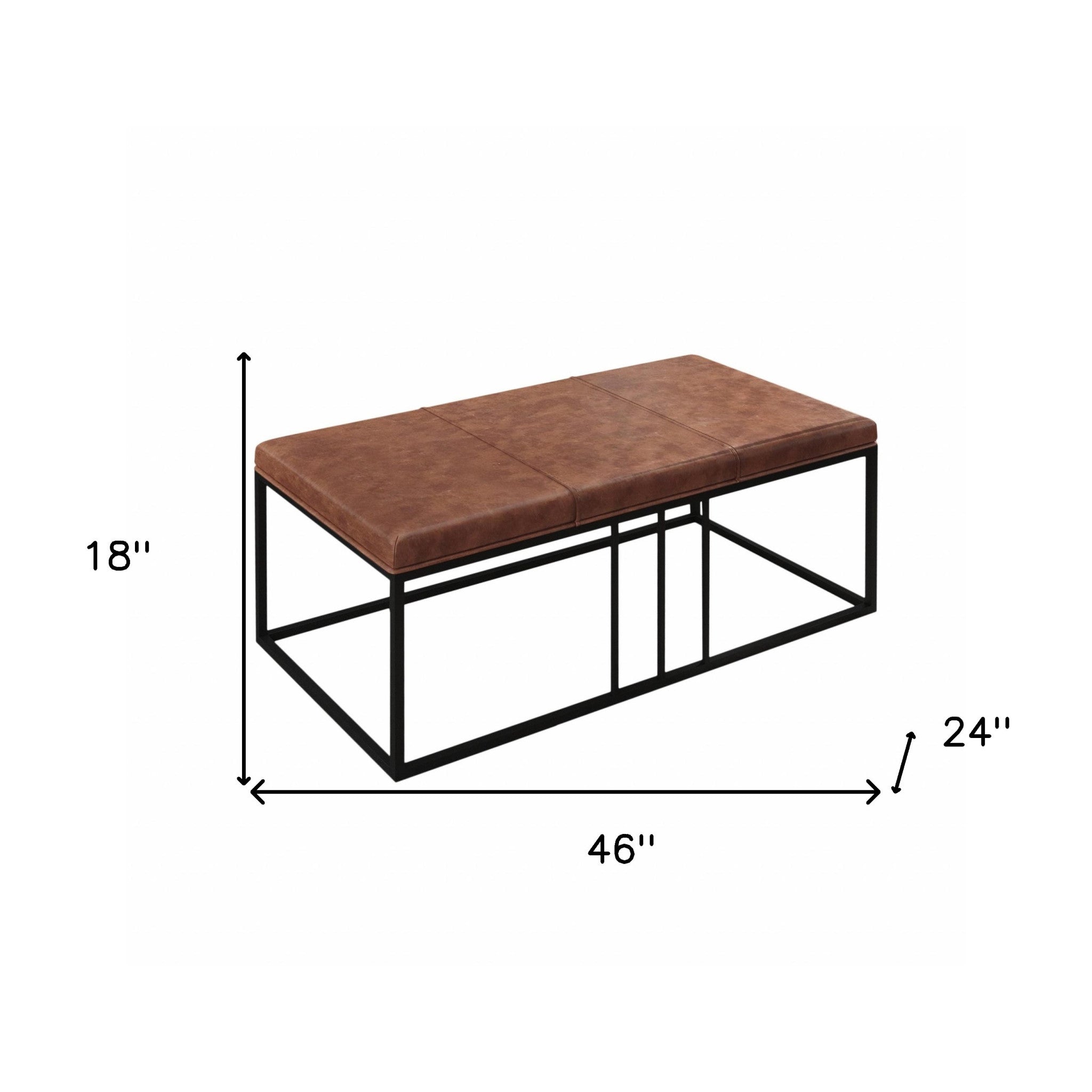 Modern Geo Black and Brown Leather Multipurpose Table