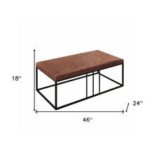 Modern Geo Black and Brown Leather Multipurpose Table