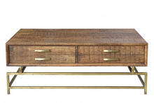 Brown and Gold Storage Coffee Table