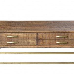 Brown and Gold Storage Coffee Table