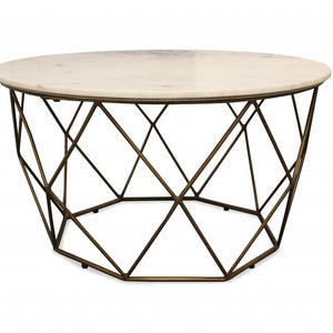 Round Mable and Iron Geometric Coffee Table