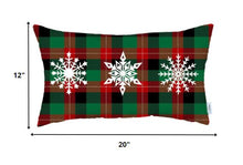 Christmas Snowflake Trio Plaid Lumbar Throw Pillow