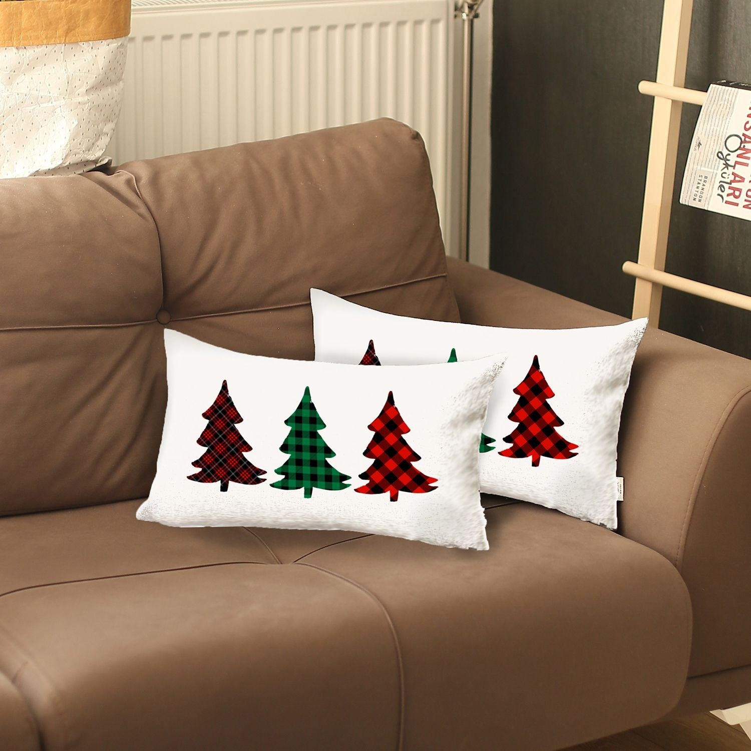 Christmas Tree Trio Plaid Lumbar Pillow Covers Set of 2