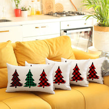 Christmas Tree Trio Plaid Lumbar Pillow Covers Set of 4