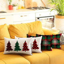 Christmas Plaid Lumbar Decorative Pillow Covers Set of 4