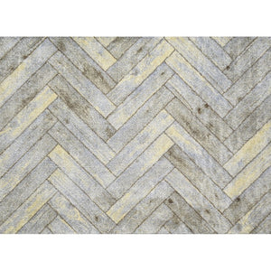 2' x 4' Rustic Gray Herringbone Washable Floor Mat
