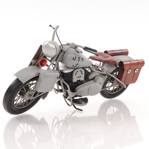 6" Grey Metal Hand Painted Decorative Motorcycle
