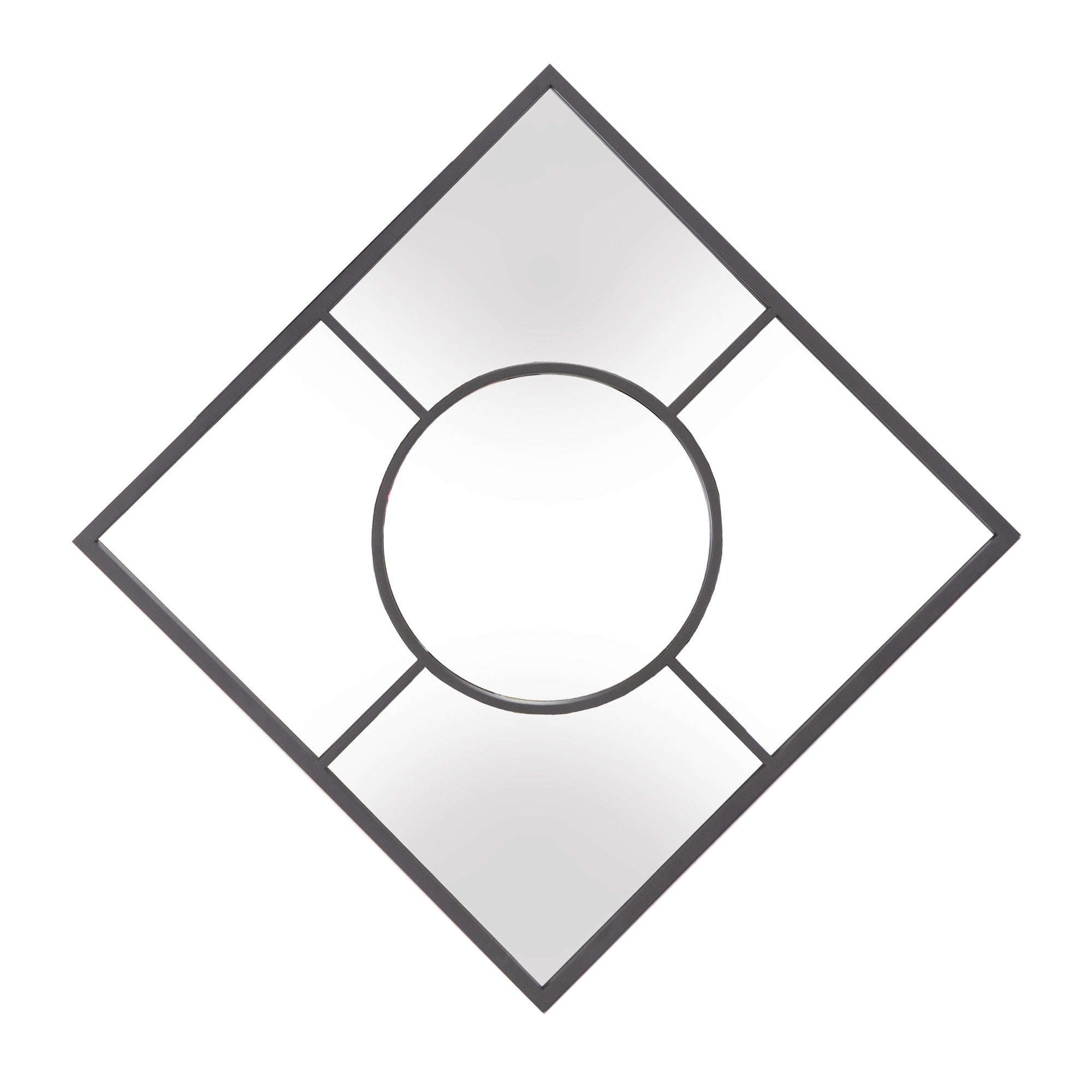 Espejo de pared de metal cuadrado con diseño geométrico de grafito