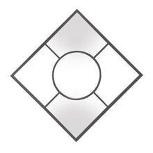 Espejo de pared de metal cuadrado con diseño geométrico de grafito