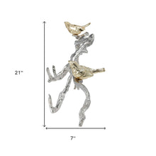 Silver and Gold Bird and Branch 3D Wall Decor